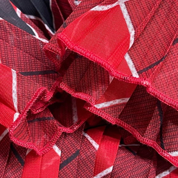 Women’s Plus Size Red Maxi Skirt Checkered Plaid Christmas Print Vintage Pleated - Picture 9 of 17